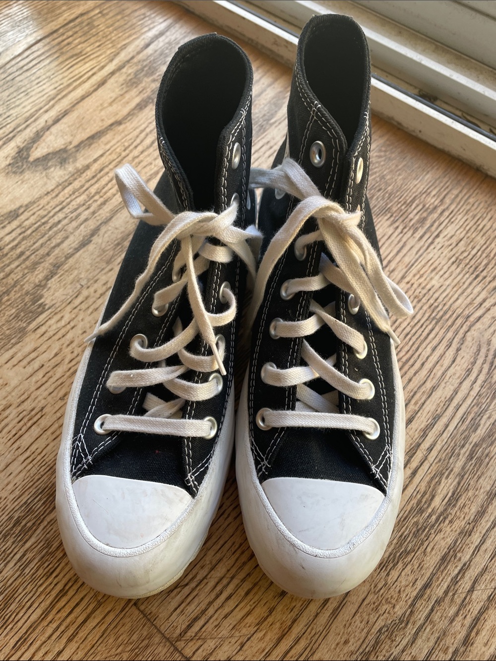 Converse-style Kids Black High-Top Canvas Sneakers with White Laces